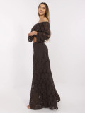 Elegantné boho nohavice s čipkou hnedé