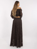Elegantné boho nohavice s čipkou hnedé