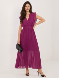 Fialové rozšírené midi šaty s opaskom