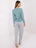 Dámske bavlnené pyžamo s potlačou, mentolové
