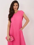 Elegantné ružové midi šaty s vreckami