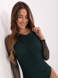 Elegantné zelené body s aplikáciou a dlhým rukávom