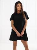 Čierne rozšírené mini šaty s krátkym rukávom
