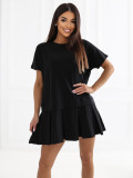 Čierne rozšírené mini šaty s krátkym rukávom