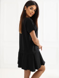 Čierne rozšírené mini šaty s krátkym rukávom