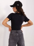 Čierna hladká blúzka s krátkym rukávom