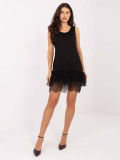 Čierne rozšírené mini šaty s čipkou