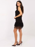 Čierne rozšírené mini šaty s čipkou