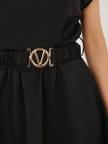 Čierne rozšírené midi šaty s opaskom