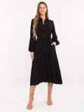 Elegantné čierne midi šaty s dlhým rukávom