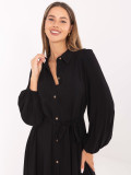 Elegantné čierne midi šaty s dlhým rukávom
