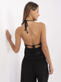 Boho čierny top s čipkovým vzorom