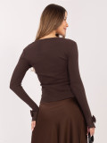Hnedá rebrovaná blúzka s dlhým rukávom