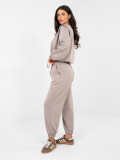Dámska tmavobéžová súprava s viazaním a dlhými rukávmi