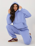 Fialová dámska súprava s kapucňou a dlhými rukávmi