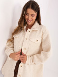 Svetlobéžová casual košeľová bunda s vreckami