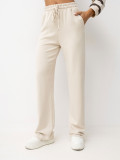 Svetlobéžové široké teplákové nohavice s vysokým pásom