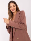 Elegantné tmavobéžové sako s podšívkou a vreckami