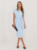 Svetlomodré bavlnené letné šaty s opaskom