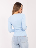 Dámska modrá rebrovaná blúzka s dlhým rukávom