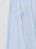 Svetlomodrá midi sukňa s viazaním