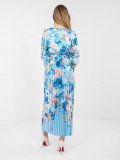 Maxi kvetinové šaty s opaskom, modré