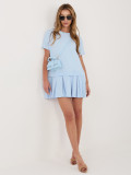 Svetlomodré rozšírené mini šaty z bavlny