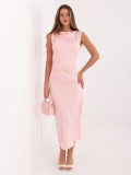 Elegantné ružové midi šaty bez rukávov