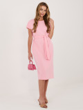 Svetloružové bavlnené letné šaty s opaskom