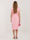 Svetloružové bavlnené letné šaty s opaskom