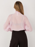 Ružová pruhovaná košeľa so šnurovacím výstrihom