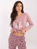 Dámske bavlnené pyžamo s potlačou, ružové