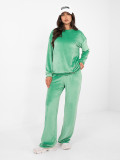 Dámska zelená súprava s dlhým rukávom a ozdobnými detailmi