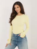 Žltá rebrovaná blúzka s dlhým rukávom