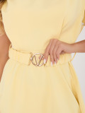 Žlté rozšírené midi šaty s opaskom