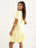 Žlté rozšírené mini šaty s krátkym rukávom