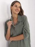 Oversize šaty s 3/4 rukávom v khaki farbe