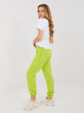 Limetkové dámske teplákové joggery s vysokým pásom