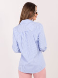 Dámska modrá pruhovaná košeľa s golierom