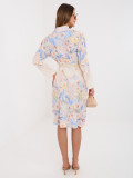 Modré kvetované košeľové šaty s opaskom