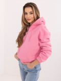 Ružová krátka mikina s kapucňou a zipsom