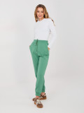 Pistáciové teplákové nohavice s vysokým pásom