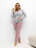 Dámske sivé pyžamo s kvetinovým vzorom