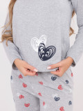 Dámske sivé pyžamo s potlačou, dlhý rukáv