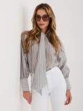 Sivá pruhovaná košeľa s viazaním