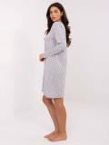 Sivá dámska nočná košeľa s dlhým rukávom a mašličkou