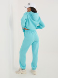 Tyrkysová dámska súprava s kapucňou a dlhými rukávmi