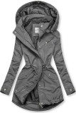 Sivá basic jarná parka s kapucňou