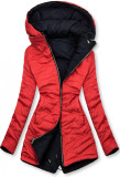 Modro/červená parka s kapucňou