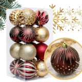 Ozdoby na stromček zlatá/bordová, 8 cm, 16 kusov